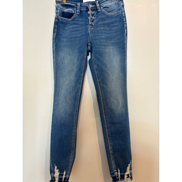 Vervet Blue Skinny Jeans Style 5120 Cut 52671 Button Fly Raw Hem - Picture 1 of 4